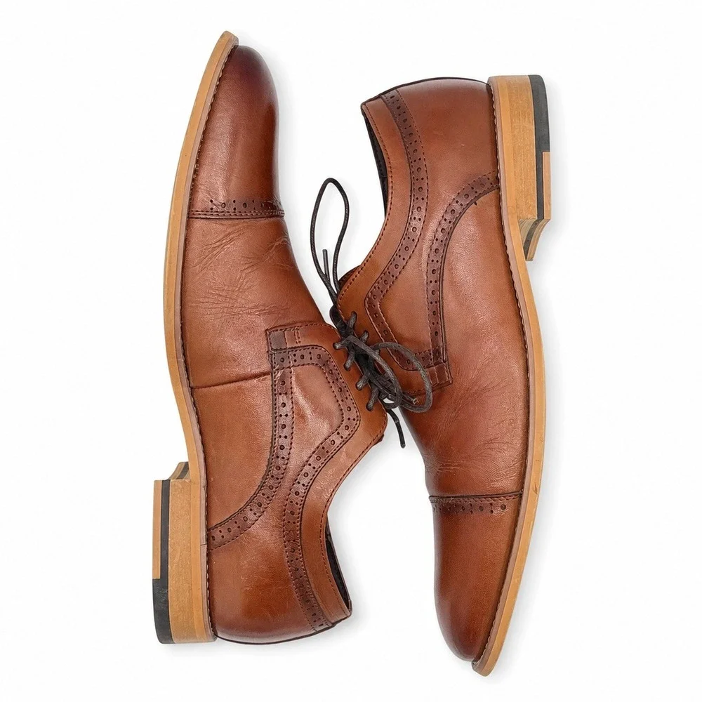 Stacy Adams Dickinson Mens 8M Brown Leather Cap Toe Oxford Dress Shoes 25066-221